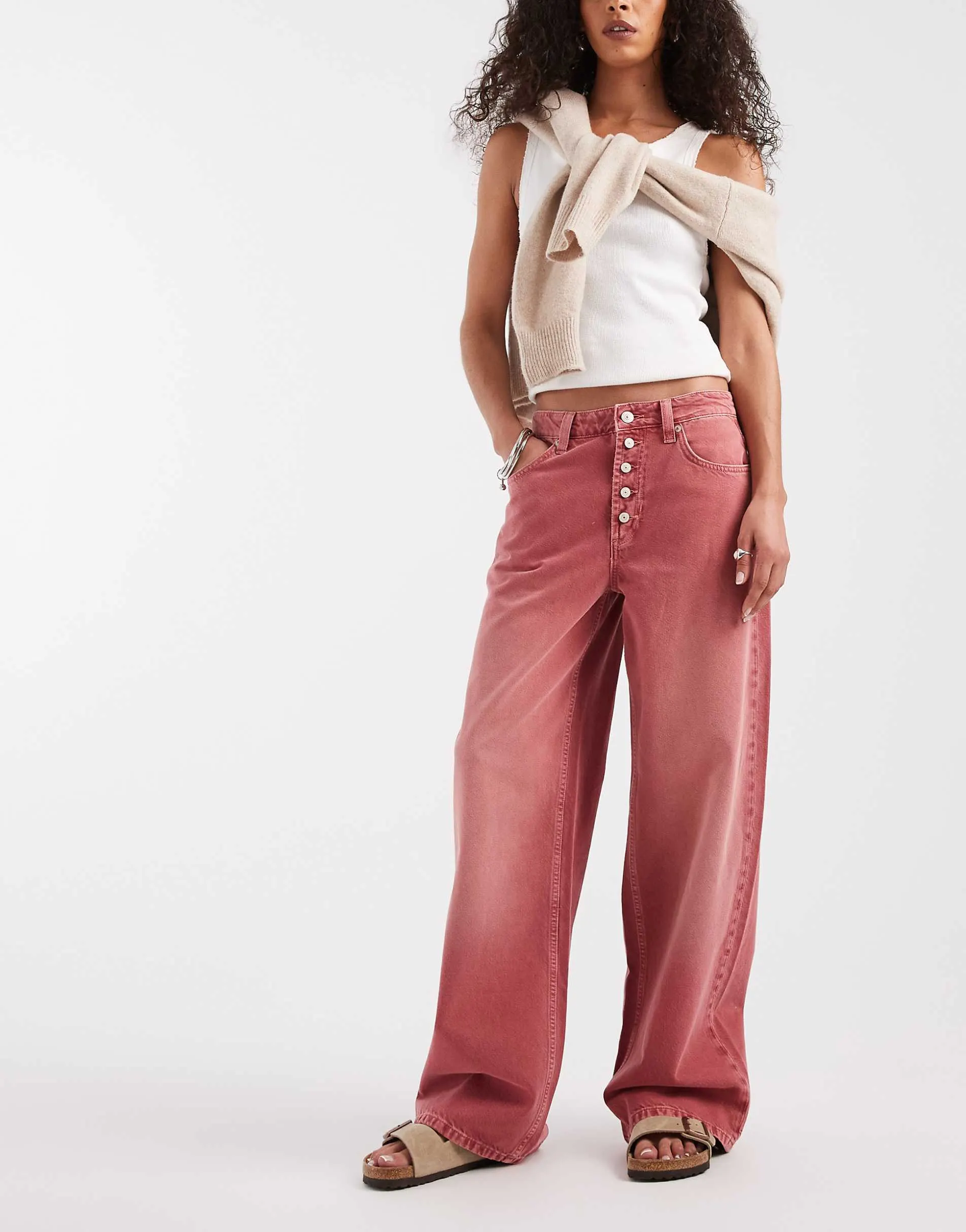 Free People Nia BF straight jean in washed pink