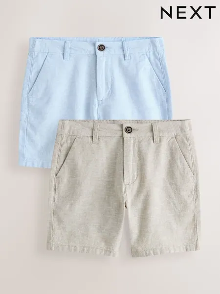 Blue/Stone 2 Pack Chino Linen Shorts (3-16yrs)