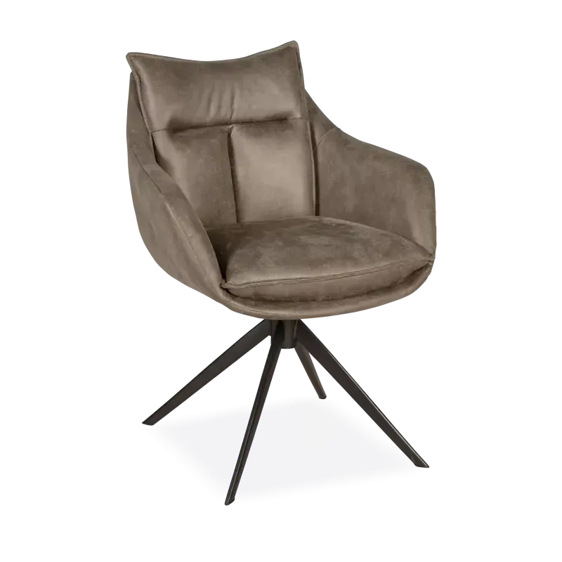 Armstoel Kenzo - draaibaar - microleder Oxx Forest - pocketvering - poot zwart