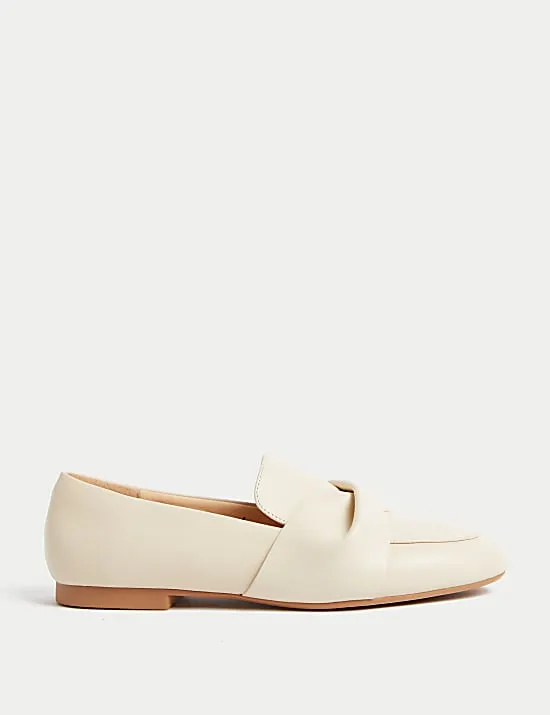 Leather Bow Slip On Loafers