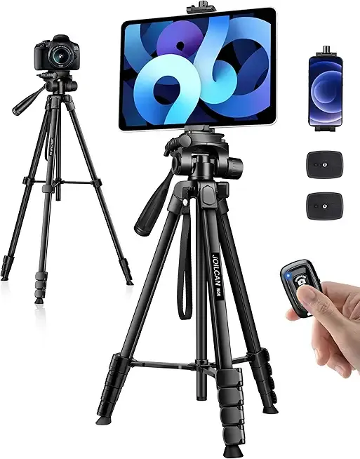 Phone Tripod Stand, 68" Tripod for iPad iPhone Tablet with Remote Universal Holder Carry Bag, Travel Aluminum Tripod for Video Recording Photos Vlogging Compatible with iPad Pro iPhone Camera