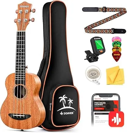Donner Concert Ukulele Beginner Mahogany 23 Inch U…