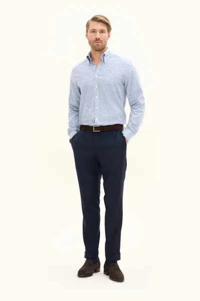 Regular Fit Button Down Royal Checked Shirt Country Blue