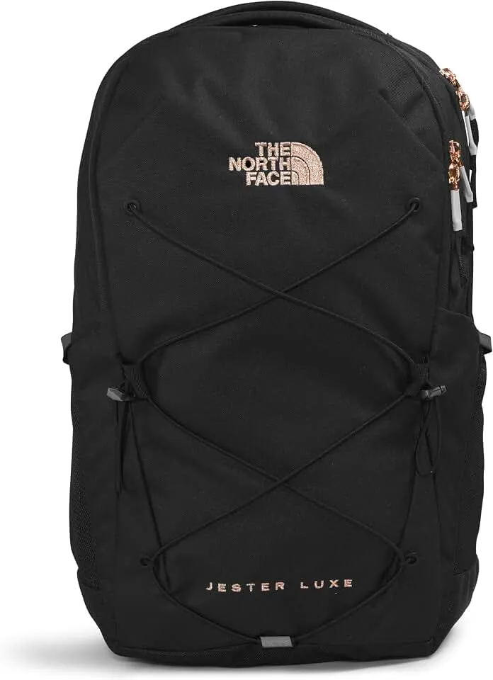 THENORTHFACE Women's Jester Luxe Everyday Laptop Backpack, TNF Black/Burnt Coral Metallic, One Size