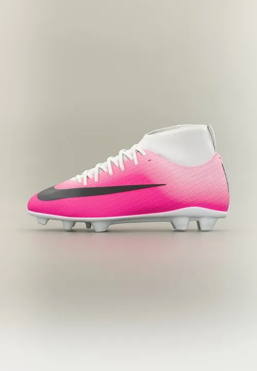 JR MERCURIAL SUPERFLY 11 CLUB FG/MG UNISEX - Fotballsko for kunstgress - white/black/hyper pink