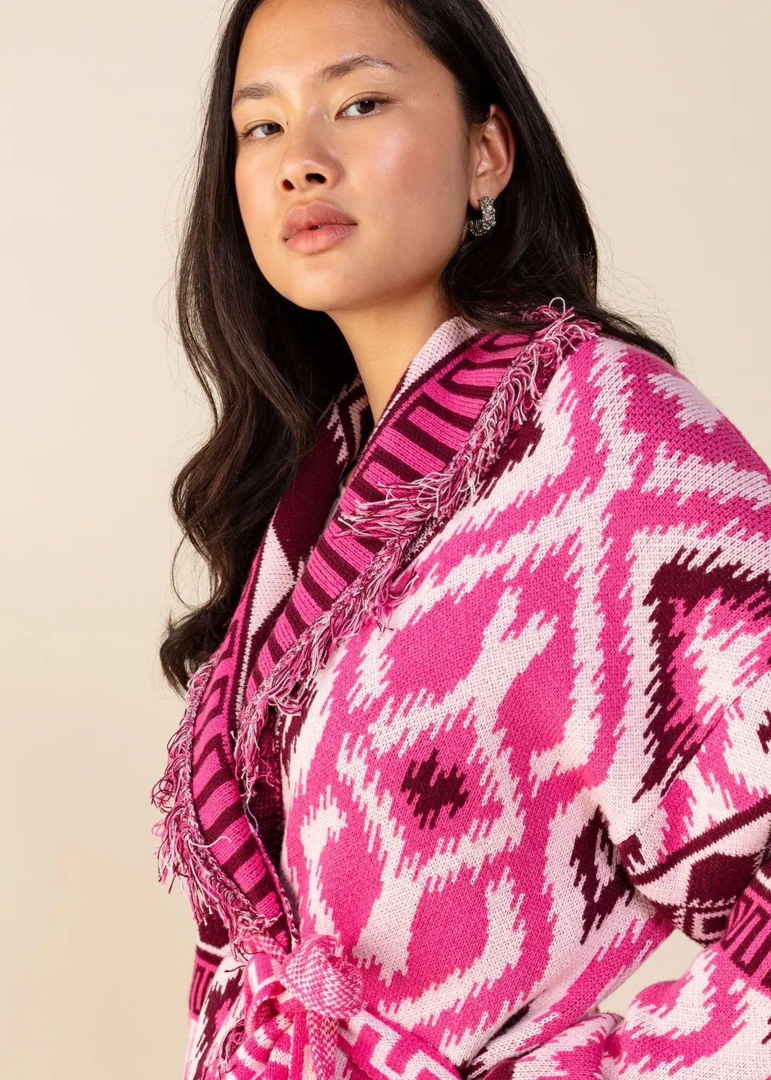 Jacquardstickad cardigan