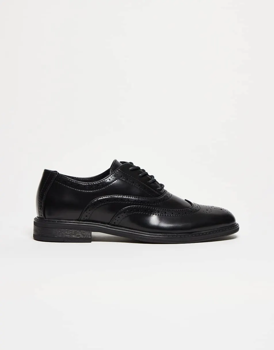 ASOS DESIGN smart brogue shoes in black