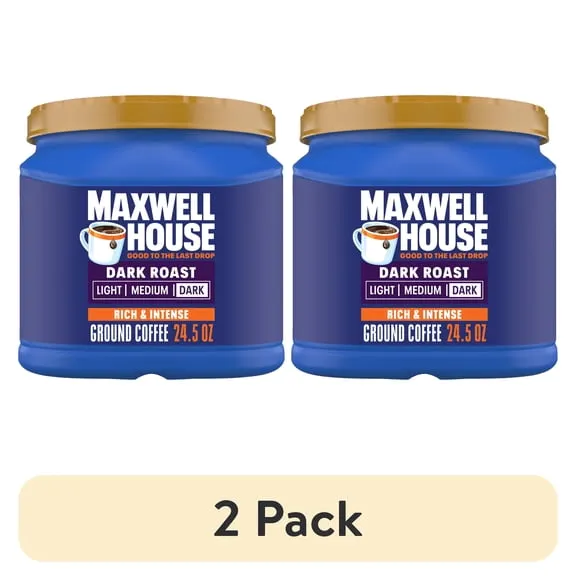 (2 pack) Maxwell House Dark Roast Ground Coffee, 24.5 oz Canister $12.56 25.6 ¢/oz