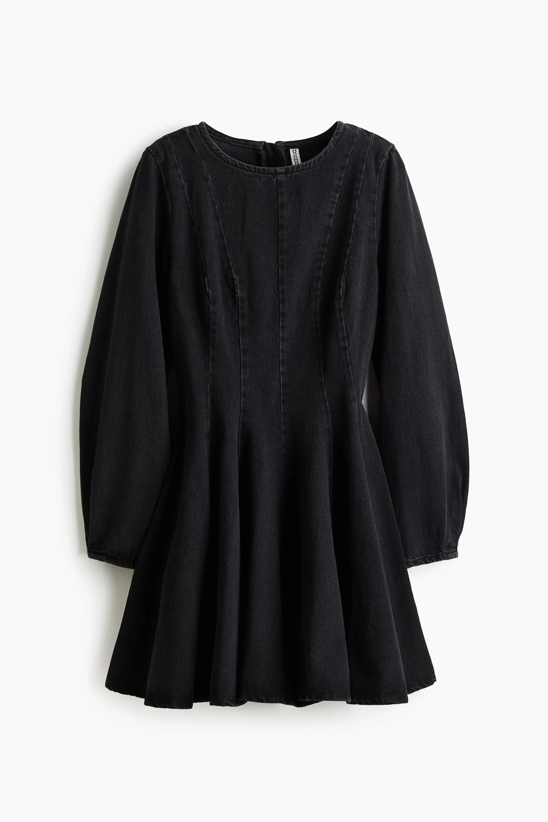 Flared-skirt denim dress