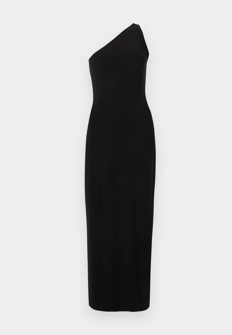 ONE SHOULDER LONG DRESS SIDESLIT - Maxikjole - black