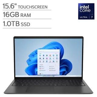 Dell 15.6" Touchscreen Laptop - Intel Core Ultra 7 255U - FHD (1920x1080) - 16GB RAM - 1TB SSD - Carbon Black - Windows 11 Home