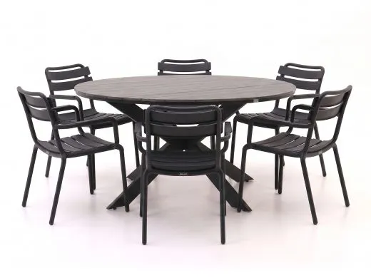Forza Vico/Fidenza ø149cm dining tuinset 7-delig stapelbaar