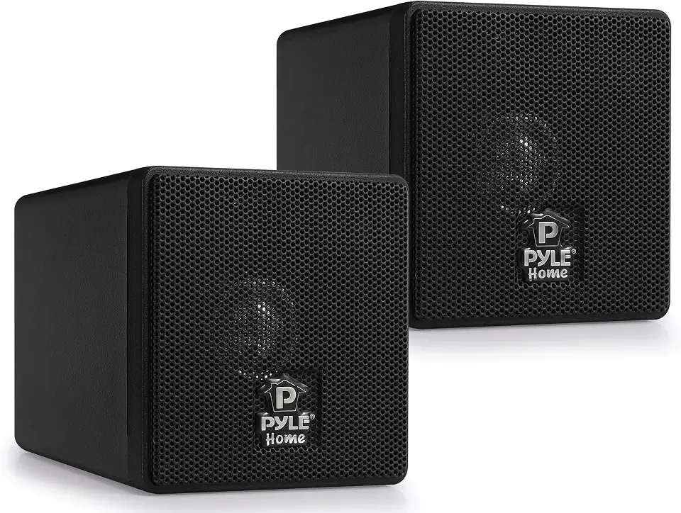 Pyle 3" Mini Cube Bookshelf Speakers - Black, 100W Passive