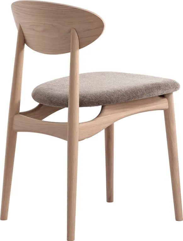 Japandi spisestol tekstil Impala taupe, heltre eik hvitoljet