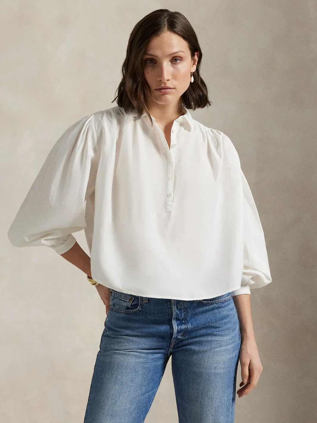 PLEATED COTTON-SILK SHIRT