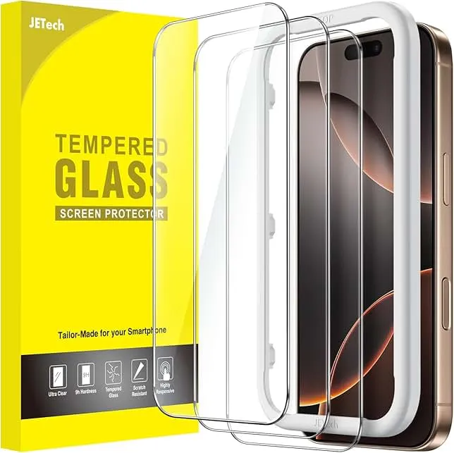 JETech Screen Protector for iPhone 16 Pro Max 6.9-Inch, Tempered Glass Film with Easy Installation Tool, Case-Friendly, HD Clear, 3-Pack
