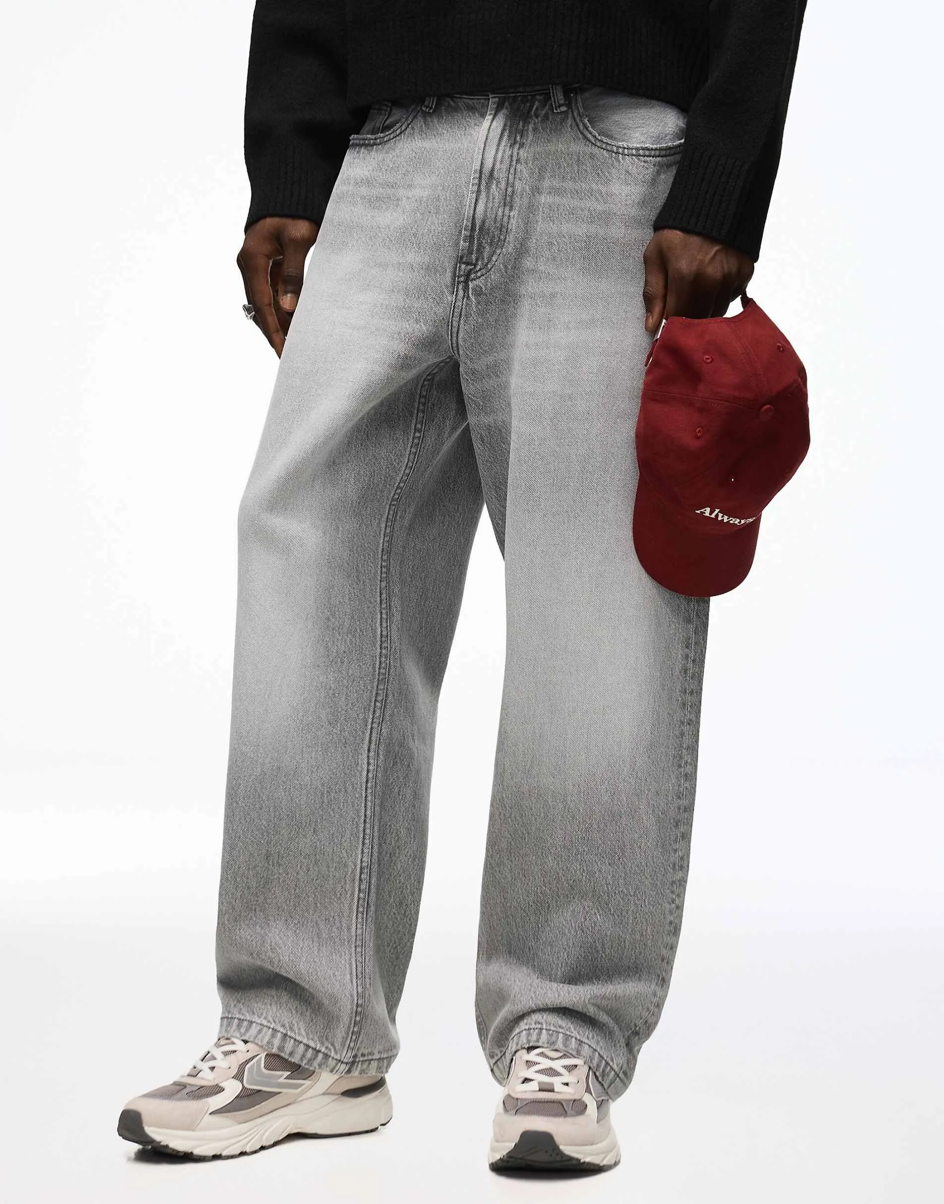 Bershka Baggy jeans in light grey