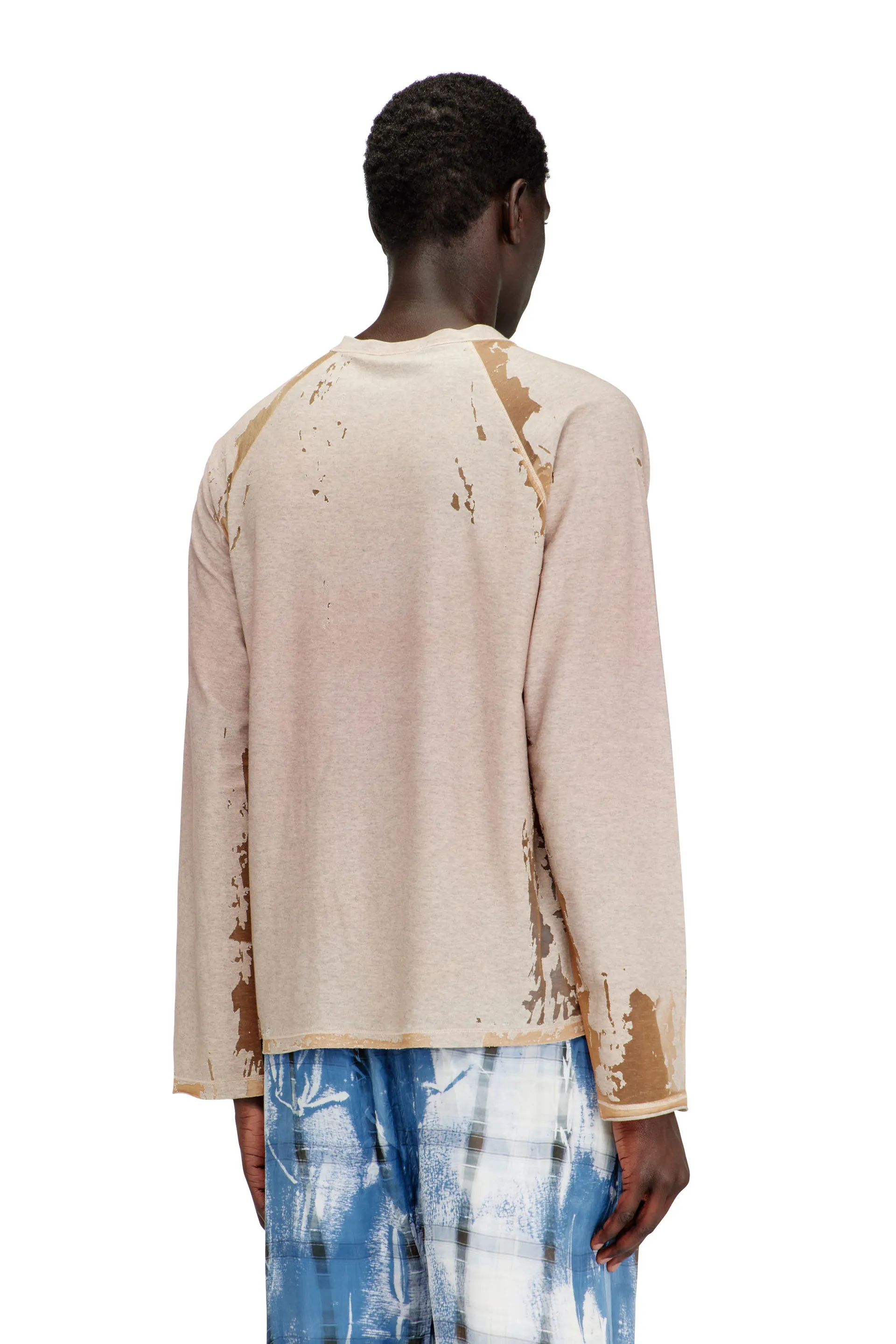 Henley shirt in printed devoré jersey
