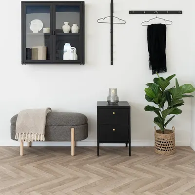 Bankje met opbergruimte Dieks Bouclé bruin