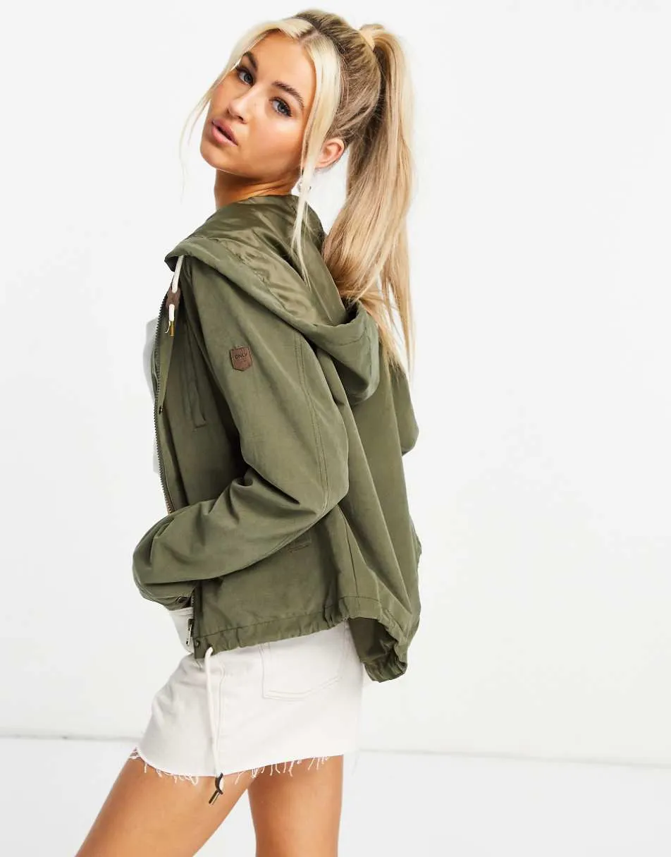 Only hooded rain coat in khaki