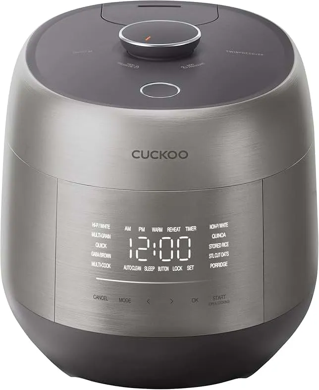 CUCKOO Twin Pressure Rice Cooker 6-Cup Uncooked / 12-Cup Cooked with Induction Heating Technology, Silent Pressure System, Open Cooking Mode, Dynamic Display, Eco Inner Pot, Gray (CRP-PHTR0609FS)