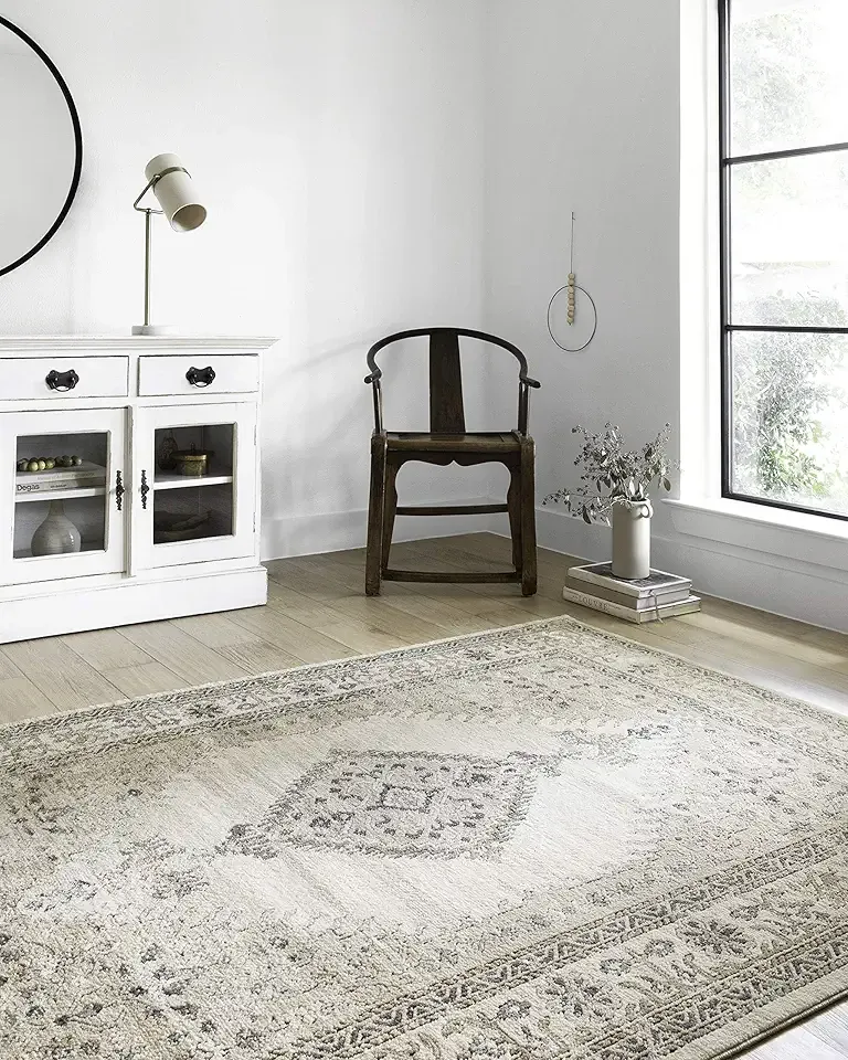 Loloi Teagan Collection TEA-02 Oatmeal/Ivory 2'-8" x 4' Accent Rug, Large, Soft Neutral Rug, High-Traffic for Living Room, Bedroom, Home Office, Dining Area