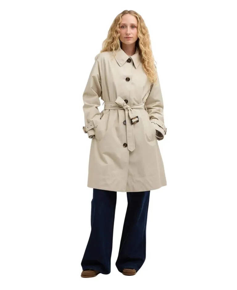 Maia Showerproof Trench Coat - Mist/Dress Navy Tartan