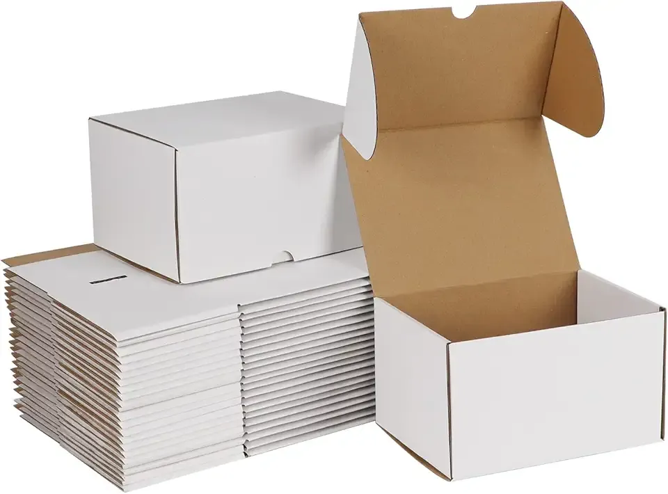 ZBEIVAN 7x5x4 White Shipping Boxes Set of 50, Corrugated Cardboard Mailer Boxes for Packaging Small Business Mailing Gifts