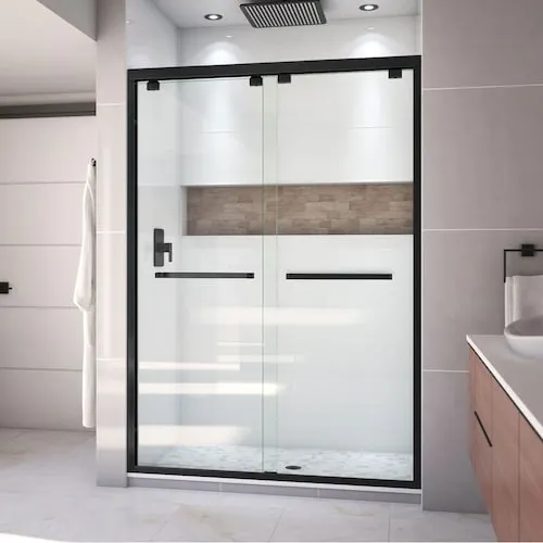 Encore 50 to 54 in. W x 76 in. H Semi-Frameless Bypass Sliding Shower Door in Matte Black with 8mm Clear Tempered Glass