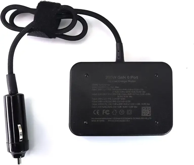 Fepprry USB C Car Charger, 200W GaN 6-Port USB C Car Charger for MacBook Pro/Air, Dell/Lenovo Laptop, PD3.0/PPS for iPhone 17/16/15 Series, iPad, Samsung Galaxy S25 Ultra / S24 Series and More