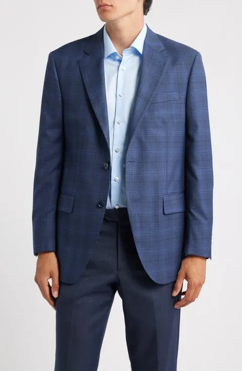 Flynn Classic Fit Blue Plaid Wool Sport Coat