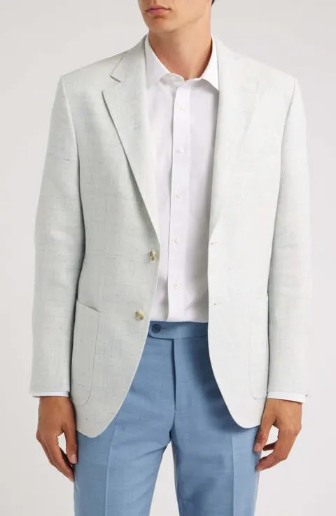 Peter Millar Hyperlight Soft Light Blue Mélange Wool & Linen Blend Sport Coat