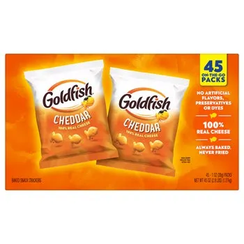 Goldfish Baked Snack Crackers, Cheddar, 1 oz, 45-count