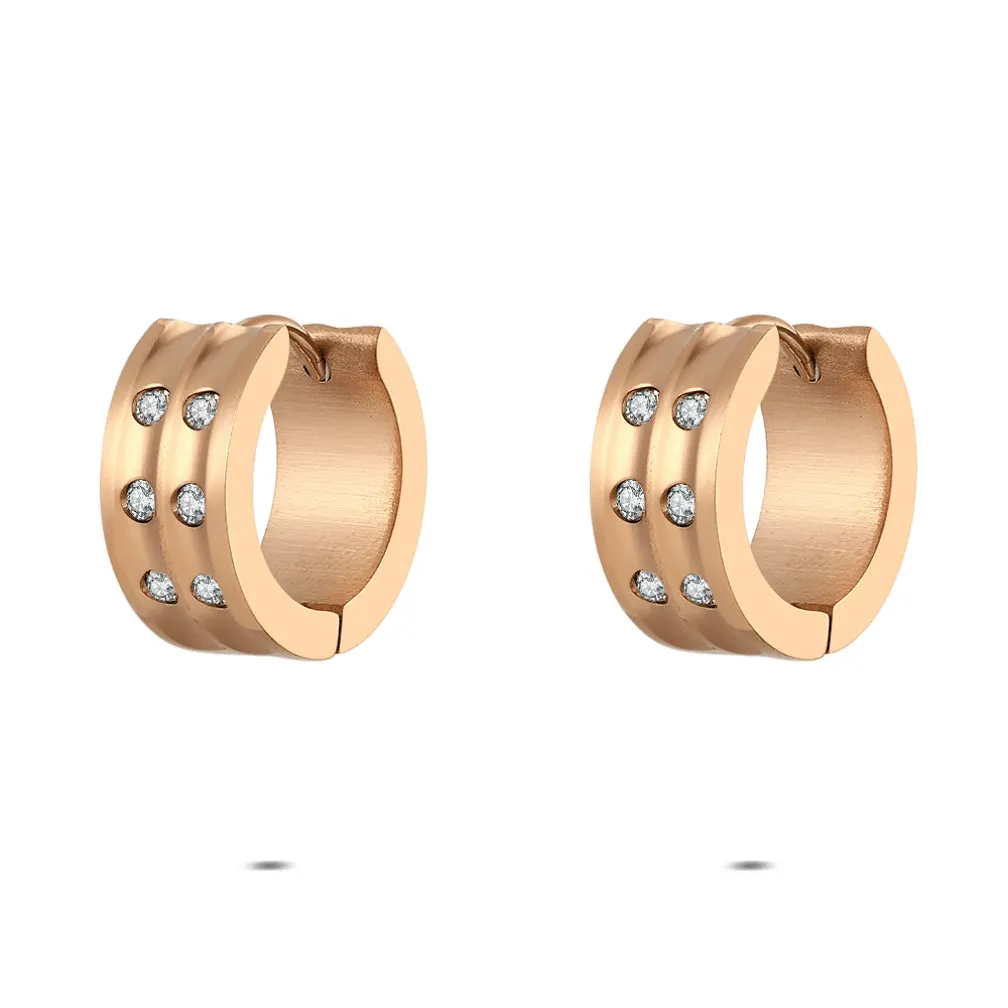 Oorringen in edelstaal, met zirkonia