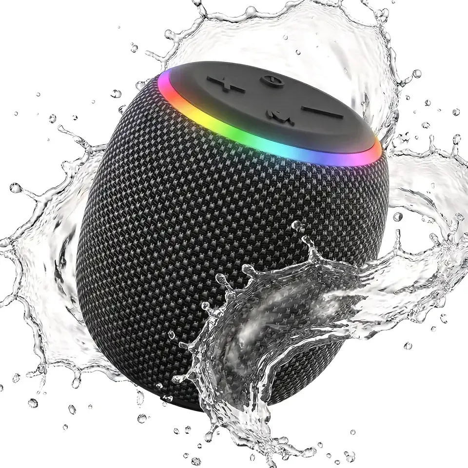 BassBloom Room 3 Portable Bluetooth Speaker, IPX6 Waterproof, TWS Pairing, 12W Powerful Stereo Sound with RGB Lights, Bluetooth 5.4, All-Day Playtime, Ideal for on Any Surface at Home