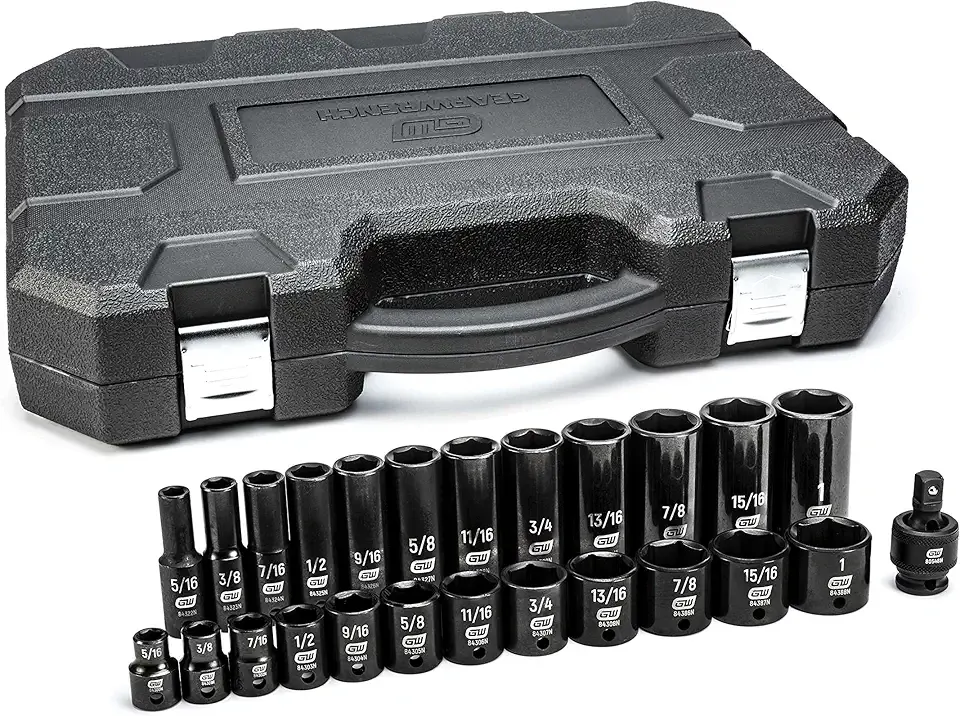 GEARWRENCH 25 Pc. 3/8" Drive 6 Pt. SAE Impact Socket Set, Standard & Deep - 84919N