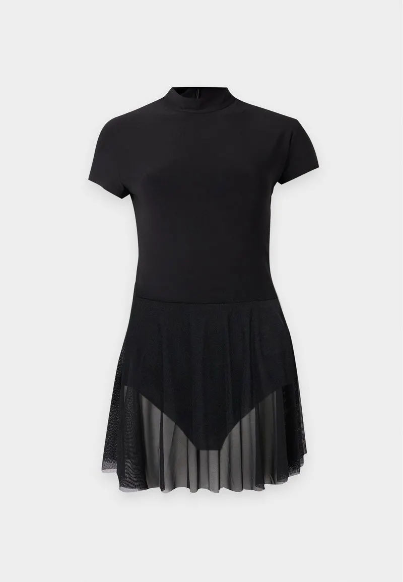 MOCK NECK CAP SLEEVE PICKLEBALL DRESS - Jerseykjole - black