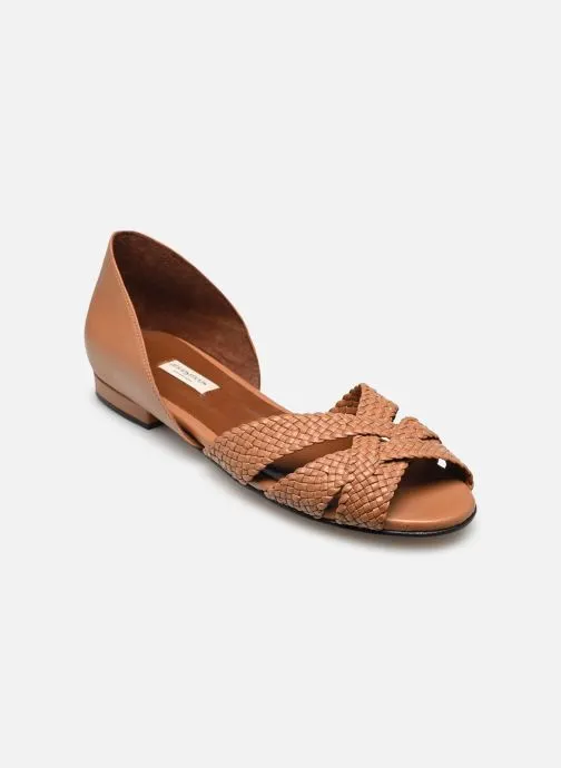 Platte sandalen SANNI 20 HAND BRAIDED dames bruin