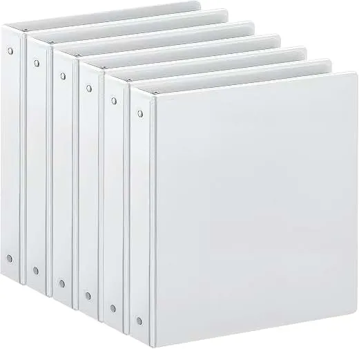 SUIN 1-inch 3 Ring Binder with 2 Pockets, Clear Customizable View Binders for US Letter Size 8.5'' x 11'', PVC Free, 1'' Binder for Office, Home, and School, White, 6 Pack SUIN 1-inch 3 Ring Binder with 2 Pocke…
