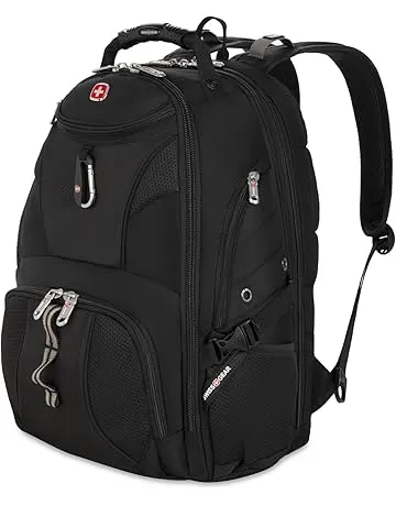 SWISSGEAR 1900 ScanSmart Laptop Backpack, Fits Most 17-Inch Laptops, TSA-Friendly Lay-Flat Design, RFID Protection, and Tablet Pocket, Black, 31L, 18.5-Inch