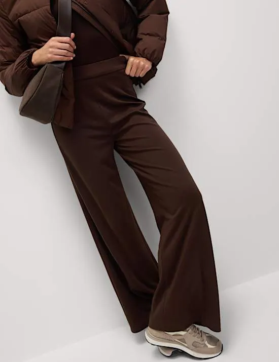 Jersey Wide Leg Trousers with Stretch