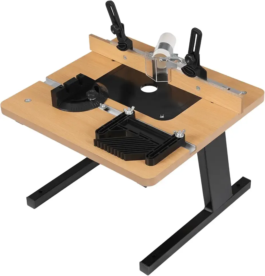 Woodworking Router Table with Stand & Removable Backrest and Press Benchtop Router Table for Wood Trimming,Grooving,Drilling, Furniture Processing, 440 Loading