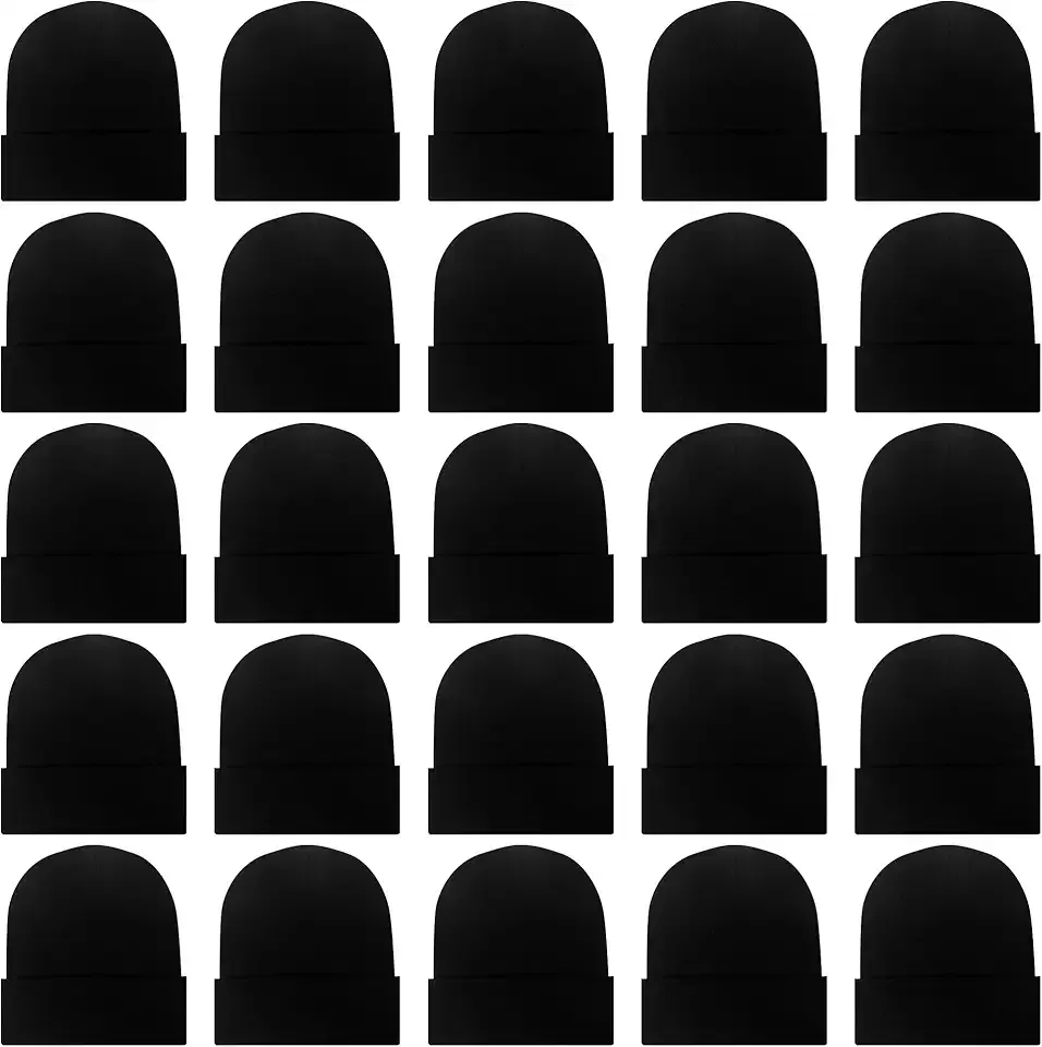 25 Pack Winter Beanie Hats Bulk for Men Women, Wholesale Knit Beanies Cold Weather Skull Caps