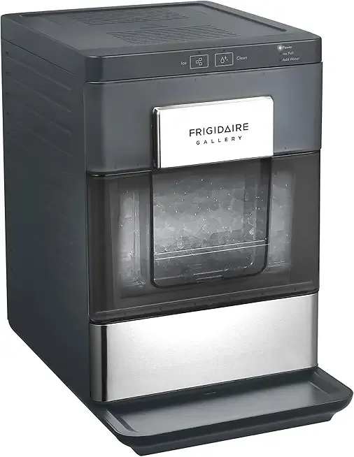 Frigidaire Gallery, 33 Lbs. Countertop Ice Maker, Nugget Shaped Ice, Stainless Steel Trim (Black)