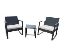 5tlg. Rattan Schaukelstuhl Set - Balkonset schwarz