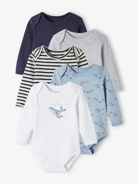 Lot de 5 bodies manches longues bébé emmanchure US en coton...