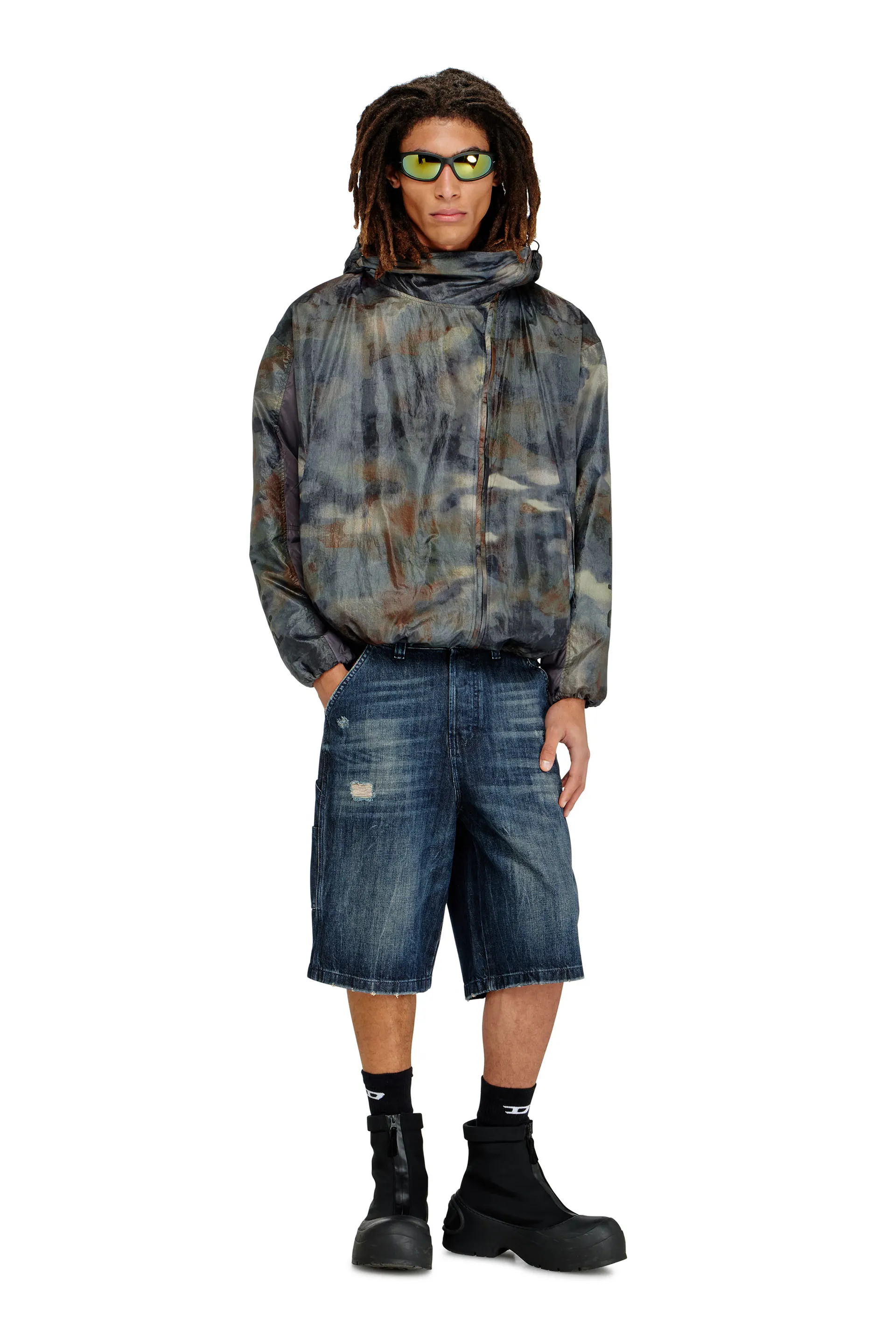 Windbreaker with abstract print