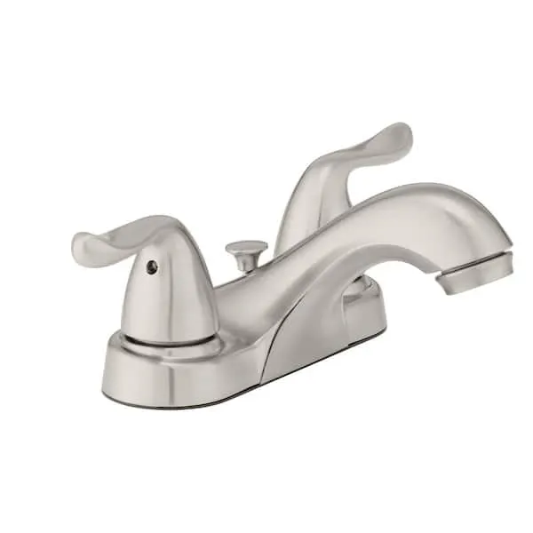Glacier Bay Constructor 4 in.​ Centerset Double Handle Low-​Arc Bathroom Faucet in Brushed Nickel