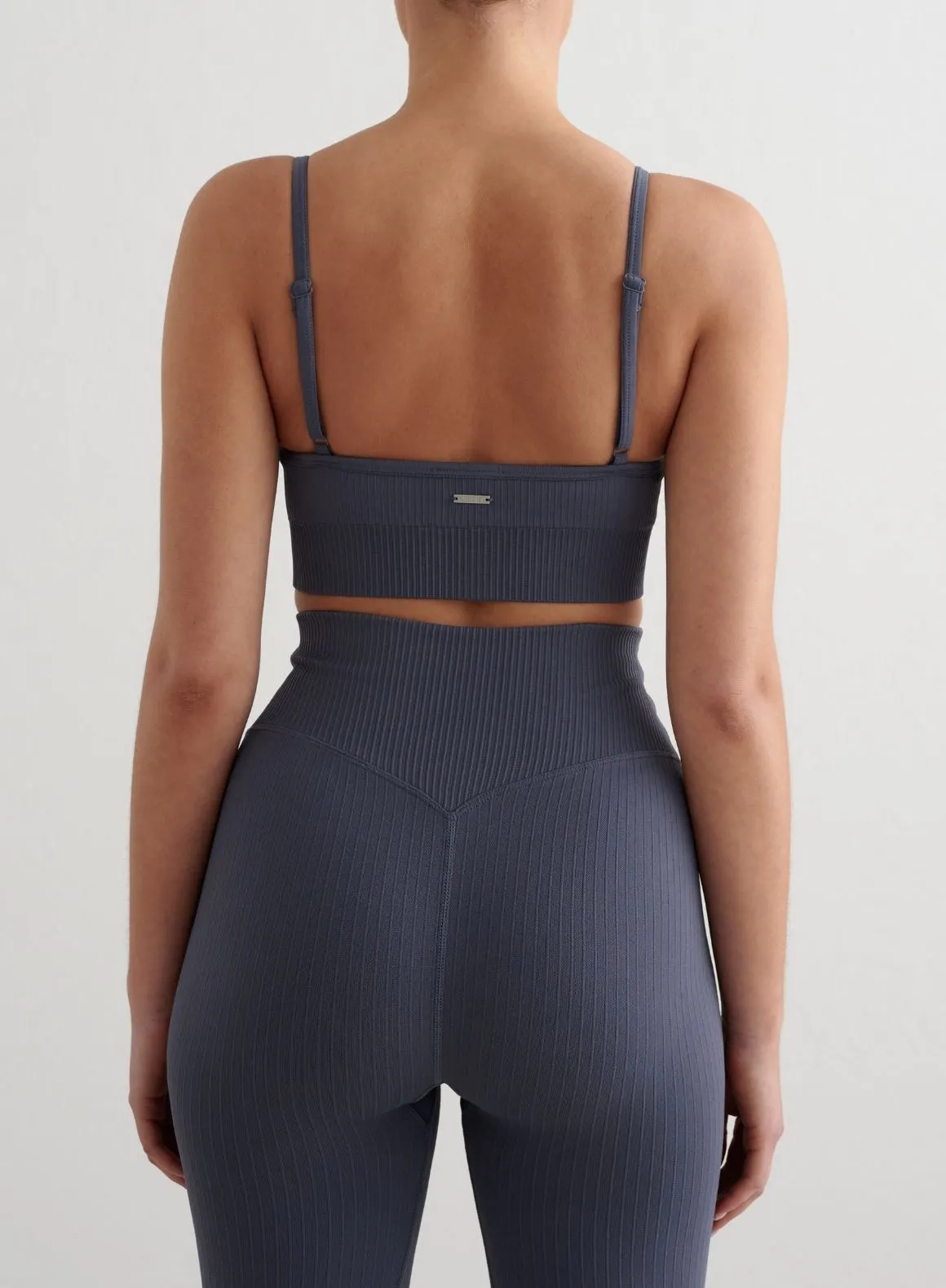 Storm Blue Ribbed Seamless Deep Cut Bra