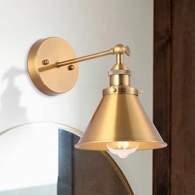 Adjustable Wall Light 6.93-in W 1 -Light Brushed Gold Wall Sconce
